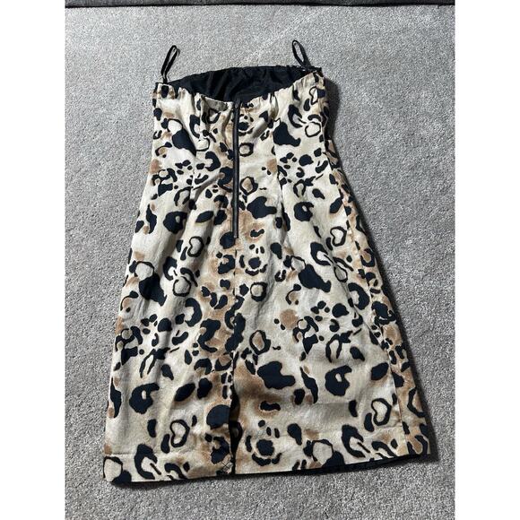 The Limited 90s Y2K Leopard Print Mini Dress 6 Zipper Strapless Sheath Mobwife - Picture 2 of 12